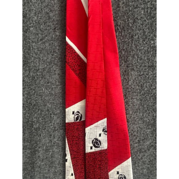 Emilio Ponte Necktie Abstract Geometric Red Black White Men Silk Korea VTG - Picture 8 of 11